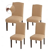 abordables Funda para silla de comedor-Fundas para sillas de comedor de 4/6 piezas, ajustables, elásticas y universales, tipo Parsons, con protectores de asiento extraíbles y lavables a máquina.