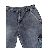 ieftine Pantaloni Cargo-Bărbați Pantaloni Cargo Pantaloni Pantaloni casual Pantaloni din denim Multi Buzunare Picior drept Simplu Confort Lungime totală Casual Zilnic În aer liber Modă Șic Stradă Albastru piscină Negru