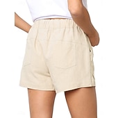 cheap Hot Shorts-Women's Cotton Shorts Fashion Streetwear Casual Short High Waist Plain Pocket Elastic Waistband Comfy Comfort Soft Stretchy Outdoor Vacation Street Dark-Gray Apricot Khaki Black Summer Spring Loose