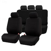 cheap Car Seat Covers-Universal Car Seat Covers Full Set, Breathable Cloth Automotive Seat Protectors with Sporty Two-Tone Design, Airbag Compatible Interior Accessories for Most Sedan, SUV, Truck, Van, 9PCS