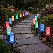 cheap Pathway Lights &amp; Lanterns-Outdoor Solar Lights Colorful LED Icicle Garden Stake Lights, IP65, Warm Glow Landscape Lighting, Ideal for Courtyards, Lawns, Patios, Walkways, Fences, And Party Decorations Lighting  10led / 20led