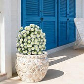 baratos Flor artificial-Estaca de crisântemo artificial branco de 56 cm (22 polegadas), topiaria de margarida artificial para casa, jardim e quintal. &amp;decoração de jardim, casamento &amp;Flores artificiais duráveis para festas,