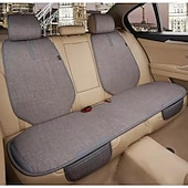  Universal 7pcs Car Seat Covers Full Set, Breathable Linen Front and Rear Seat Cushions with Backrest Protectors, Airbag Compatible Seat Pad for Most Cars, SUV, Truck, Storage Pockets
