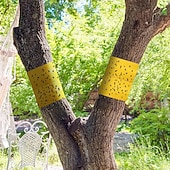 ieftine Gradinarit-Bandă adezivă pentru insecte târâtoare, 5 metri, pentru exterior, capcană lipicioasă galbenă, barieră lipicioasă, care protejează copacii, exterior, interior, pomi fructiferi, gazon, grădină,