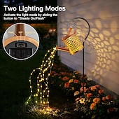 abordables Luces de camino y linternas-Regadera solar con luces en cascada para decoración de jardín exterior, regalos de cumpleaños para mamá, abuela y mujeres, resistente al agua IP65, 2 modos de iluminación, faroles colgantes para el