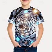 voordelige Jongens 3D Visie &amp; Geometrie-Jongens 3D Grafisch Geometrisch T-shirt Korte mouw 3D-afdrukken Zomer Lente Sport Modieus Streetwear Kinderen 5-12 jaar Strakke ronde hals Casual Dagelijks Buiten Normale pasvorm