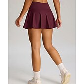 cheap Women's Skirts &amp; Skorts-Women's Solid Colored Casual Skirt Tennis Skirts with Shorts Sport Skirt Pocket High Waist Quick Dry Elastic Sweat-Wicking Breathable Tennis Golf Running Skirt Black Red Navy Blue Tennis Clothing