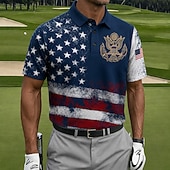  Bărbați Drapelul SUA american Golf Tricouri polo Manșon scurt Tricouri de polo Rever Casual Îmbrăcăminte Atletică Purtare Zilnică Imprimare 3D Nasturi Primavara vara Albastru 1 Albastru 3# Albastru 2#