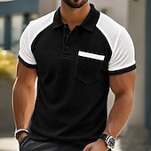  Homme Polo en seersucker Ice Silk Texturé Occasionnel Vacances Col Rabattu Manche Courte Mode Basique Bloc de Couleur Boutons Respirable Printemps & Été Bleu Polo en seersucker Ice Silk