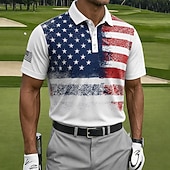 ieftine Patriotice 250 Polo-Ziua Independenței Americane cămașă polo pentru bărbați cu steagul american mânecă scurtă cămașă polo guler casual athleisure purtare zilnică ținută de festival imprimare 3D butoane primăvară și vară