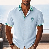 cheap Tropical Plants-Men's Coconut Tree Tropical Plants Shirt Summer Hawaiian Shirt Tropical Shirts Short Sleeve Hawaiian Casual Holiday Beach Wear Summer Spring Turndown 3D Print Button Up Shirts Blue Khaki Pink Green