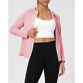 cheap Women's Shirt-Women's Solid Colored Workout Shirt Tennis Sports Jacket Long Sleeve Zipper Pocket Quick Dry Lightweight Moisture Wicking Breathable Tennis Golf Pickleball Hooded Jacket Black Pink Navy Blue Tennis