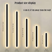 ieftine lumini de perete exterioare-Aplica de perete LED modernă, impermeabilă, pentru exterior, cu lumină colorată de 15,7-70 inch, opțională, IP65, corp de iluminat din acril negru, elegantă, mată, AC85-265V