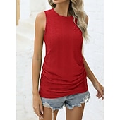 abordables Réservoir Simple-Femmes Débardeur T-shirt sans manches T-shirt Œillet Couleur Unie Mode Classique Occasionnel Sans manches Col ras du cou Hauts Réguliers Quotidien Sortir Week-end Blanche Jaune Rouge Bleu Roi Ét