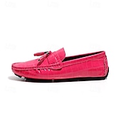 voordelige Casual loafers-Rode heren loafers met krokodillenprint en kwastjes – elegante geklede schoenen, ademend leren instapmodel – geschikt voor kantoor, avondfeesten en speciale gelegenheden