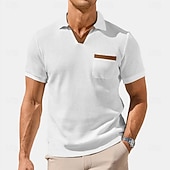 ieftine Polo clasic pentru bărbați-Bărbați Tricouri polo Waffle Texturat Casual Concediu Rever Manșon scurt Modă De Bază Simplu Nasturi Moale Vară Primăvară Negru Alb Gri Tricouri polo Waffle