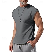 abordables Running Tee &amp; Tank Tops-Men's Solid Colored Workout Tank Top Running Tank Top Gym Tank Top Summer Spring Classic Sleeveless Quick Dry Lightweight Moisture Wicking Breathable Gym Workout Active Training Exercise Black White