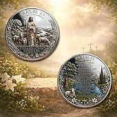abordables Fournitures pour fêtes-Pièce commémorative biblique, inspirée du psaume 23 et ornée d'un berger, jeton religieux inspirant à glisser dans sa poche pour la prière, le baptême, l'église ou comme souvenir chrétien.
