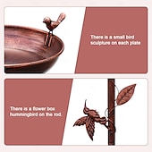 cheap Outdoor Decoration-Metal Bird Bath for Outside with 2 Bird Decor, Hummingbird on Pole &amp; Sparrow on Bowl, 98cm 38.5 Inch Height Garden Birdbath, 30cm 12 Inch Antique Bronze Freestanding Birdfeeder Bath for Yard Patio