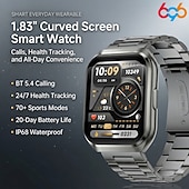 billiga Smarta klockor-Smartklocka för män (ring/svara i samtal), 1,83" böjd skärm, fitnesstracker med pulsmätare, SPO2-sömnmätare, 70+ sportlägen, vattentät smartklocka enligt IP68 med armband i rostfritt stål för Android