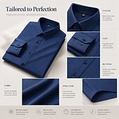 economico Camicie eleganti da uomo-camicia da uomo in misto lyocell, camicia elegante blu navy