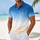 preiswerte Hawaii-Poloshirt für Herren-Herren Farbverlauf Hawaiianische Polohemden Kurzarm Polo-Shirts Hemden mit Kragen Lässig Resort Athleisure 3D-Druck Knöpfe Atmungsaktives Gewebe Frühling &amp; Sommer Blau Purpur Braun