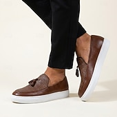 economico Mocassini casual-Mocassini da uomo in pelle intrecciata, scarpe eleganti casual senza lacci, scarpe leggere e comode per l'ufficio, i viaggi e l'uso quotidiano.