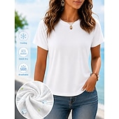  Dames zomer T-shirt met verkoelende eigenschappen – sneldrogend, ademend, lichtgewicht effen T-shirt voor buitenactiviteiten &vrijetijdskleding