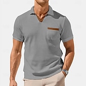 ieftine Polo clasic pentru bărbați-Bărbați Tricouri polo Waffle Texturat Casual Concediu Rever Manșon scurt Modă De Bază Simplu Nasturi Moale Vară Primăvară Negru Alb Gri Tricouri polo Waffle