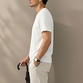 abordables camisetas basicas-Men's 100% Cotton T Shirt Short Sleeve V Neck Spring All Seasons Plain Vacation Fashion Daily V Neck Casual Daily Outdoor Black Top Tee for Men