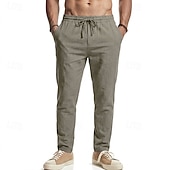 abordables Fondos-Medieval Renacimiento Pantalones Vikingo Tejido con 95% de mezcla de lino Plano Disfraz Hombre Víspera de Todos los Santos Carnaval Rendimiento LARP Feria Ren Adulto Pantalones