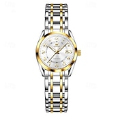 economico Orologi al quarzo-Orologio da donna Olevs, cinturino in acciaio inossidabile argentato, quadrante nero, numeri arabi, orologio analogico al quarzo con datario, impermeabile, orologio elegante da donna.