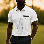 cheap Men's Golf Polo-Men's Geometic Golf Sports Polo Shirts Short Sleeve Polo Shirts Collared Shirts Casual Athleisure 3D Print Buttons Breathable Mesh Spring &amp; Summer White Purple Green