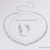 abordables Sieradensets-Earrings Set Two-piece Suit Rhinestone Chrome Earrings Necklace Women's Elegant Jewelry Set For Wedding