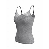preiswerte Spitzenoberteile-Damen Camisole-Tanktop Textur Spitzenbesatz Elegant Ärmellos Rundausschnitt Normale Oberteile Lässig Täglich Schwarz Weiß Grau Sommer Frühling