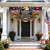 preiswerte Wimpelkette-USA 250. Jahrestag (1776–2026) – Wimpelkette, halbrunder Fächer, patriotische amerikanische Wimpelkette für den Außenbereich, ideal für Haus, Veranda, Garten oder als Dekoration zum Unabhängigkeitstag.