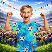 ieftine Sporturi și jocuri 3D pentru băieți-Băieți 3D Grafic Fotbal Tricouri de fotbal Tricou Manșon scurt Tipărire 3D Vară Primăvară Sport Modă Șic Stradă Copii 4-12 ani Stil Nautic Casual Zilnic În aer liber Fit regulat