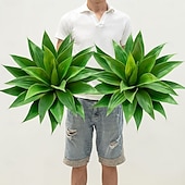 baratos Plantas e Folhagens Artificiais-2 plantas artificiais de agave grandes com 18 folhas cada, folhagem tropical artificial realista para decoração de interiores e exteriores, perfeitas para casa, escritório, jardim, varanda e para