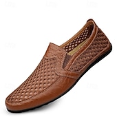 abordables Chaussures Décontractées Slip-On-Mocassins marron perforés pour homme, chaussures habillées décontractées et respirantes, style élégant et décontracté, parfaits pour la conduite, le bureau, les soirées et le quotidien professionnel.