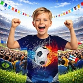 preiswerte Jungen 3D Sport &amp; Spiel-Jungen 3D Grafik Fußball Fußball-T-Shirts T-Shirt Kurzarm 3D-Druck Sommer Frühling Sport Mode Streetwear Kinder 4-12 Jahre Rundhalsausschnitt Lässig Täglich Outdoor Normale Passform