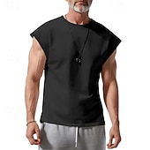 abordables Running Tee &amp; Tank Tops-Men's Solid Colored Workout Tank Top Running Tank Top Gym Tank Top Summer Spring Classic Sleeveless Quick Dry Lightweight Moisture Wicking Breathable Gym Workout Active Training Exercise Black White