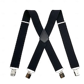  Herrhängslen med 4 klämmor, X-formade hängslen, elastiska justerbara hängslen för byxor (5 cm breda), slitstarka metallklämmor för vardagligt, formellt och utomhusbruk.