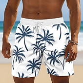 ieftine Plante și flori tropicale-Bărbați Copac de cocos Plante tropicale Boxeri înot Costume de baie Pantaloni scurți de baie Pantaloni Scurti Talie medie Hawaiană Zilnic Vacanta la plaja Buzunare laterale Căptușeală din plasă Talie