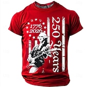 abordables T-shirts Patriotiques 250-4 juillet 2026, 250e anniversaire Homme Couleur Unie Drapeau Américain T-shirt Manche Courte T-shirt Impression 3D Col ras du cou Chemise Vintage Rétro Patriotique Quotidien Festival Bleu Noir Rouge
