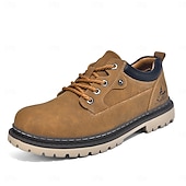 baratos Sapatos Casuais com Cadarço-Tênis masculino branco casual de couro com cadarço, leve e confortável para caminhadas, calçado resistente e elegante para uso diário, viagens, deslocamentos e passeios de fim de semana.