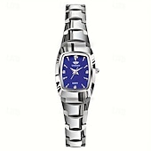 levne Quartz hodinky-Dámské luxusní quartzové hodinky, stříbrný náramek z nerezové oceli, obdélníkový modrý ciferník s křišťálovými diamantovými značkami, vodotěsné, elegantní náramkové hodinky, módní šperky, dárky pro