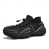 cheap Casual Sneakers-Men's Knit Sock Sneakers, Lace-Up Chunky Sole Walking Shoes, Breathable Sport Casual Shoes for Hiking, Travel, Daily Wear