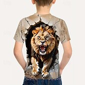 abordables Animales 3D para Niño-Chico 3D Graphic Camiseta Manga Corta Impresión 3D Verano Primavera Deportes Moda Ropa de calle Niños 5-12 años Cuello Barco Casual Diario Exterior Ajuste regular