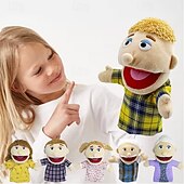 cheap Party Supplies-6pcs Family Hand Puppets Set, Soft Plush Human Puppets with Movable Mouths, Grandpa Grandma Dad Mom Son Daughter Puppets for Preschool Early Teaching, Role Play Storytelling for Toddlers Kids