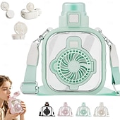 cheap Camping Lights &amp; Lanterns-2 in 1 Water Bottle with Built In Foldable Fan, USB Rechargeable Cooling Bottle with 3 Speed Portable Fan, Portable Cooling Cup with Straw, Detachable Design for Travel, Camping, Gym